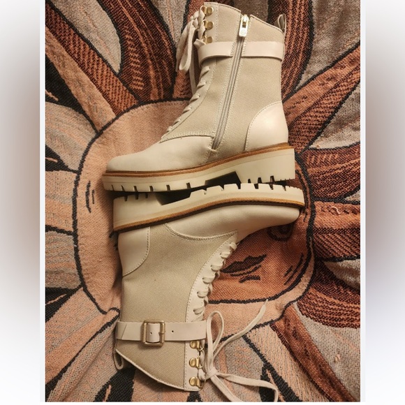 ANTONIO MELANI Shoes - Antonio Melani Leather cream color Lace Up Lug Sole Combat Boots